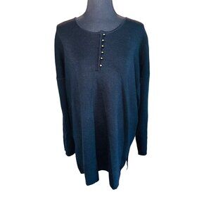 Vittadini Sport Womens L Black Wool Sweater Long Sleeve Sustainable Minimalist